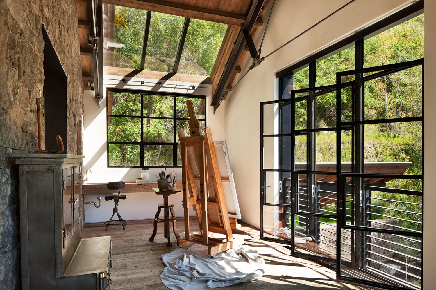 Steel french doors in the Candice Miller Art Room