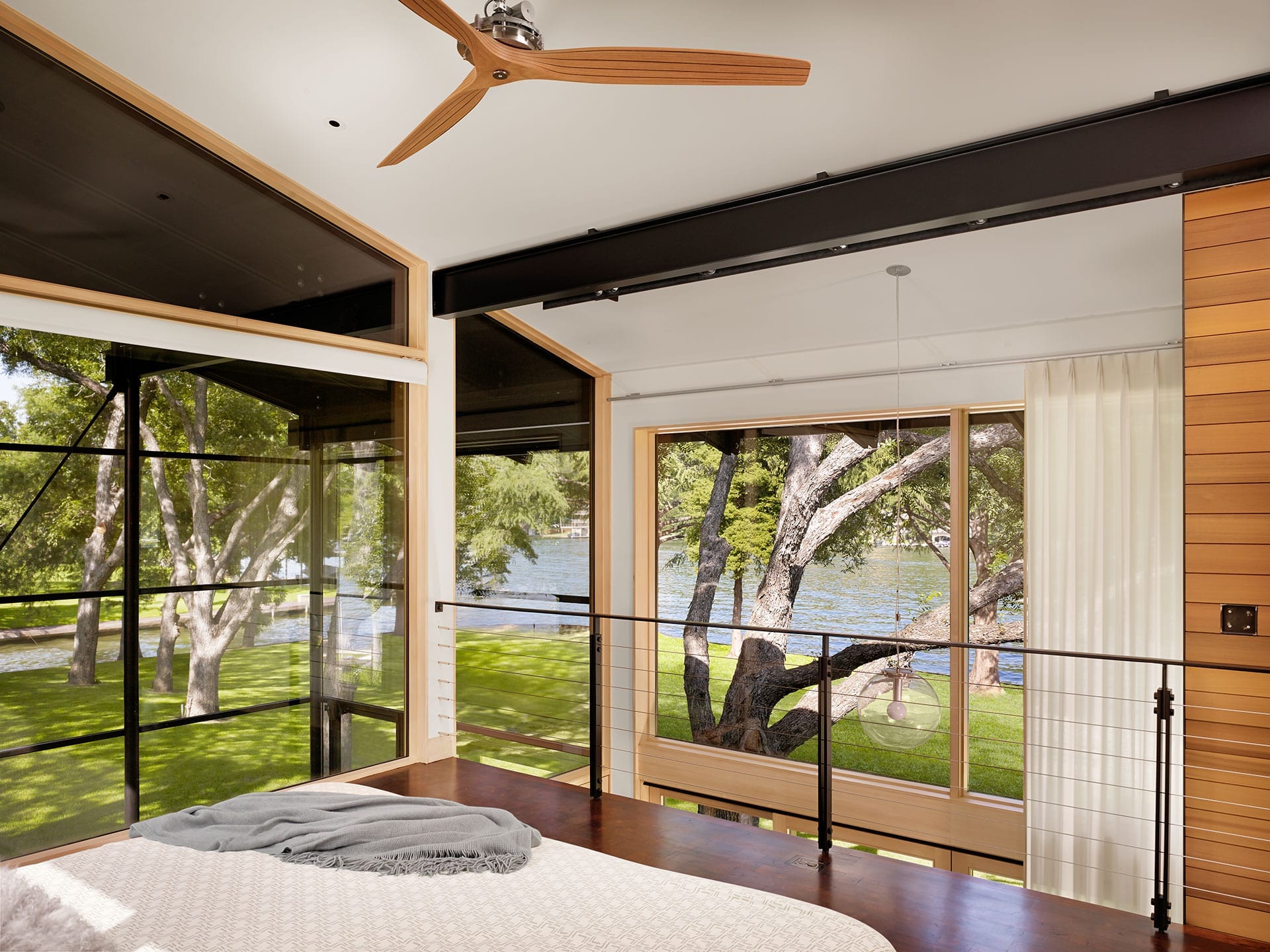 Custom wood windows surround bedroom