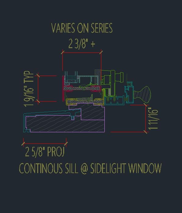 Arte Metal awning window sectional detail