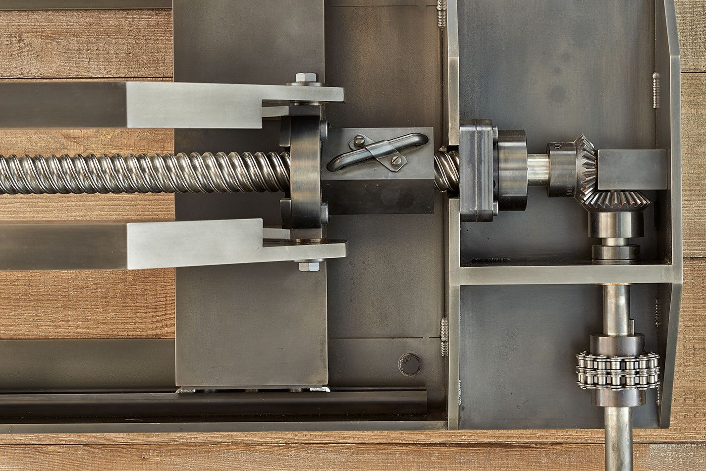 Closeup of gears of kinetic system